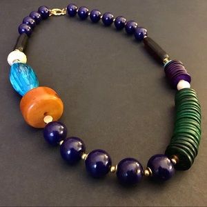 Handcrft Asymmetrical Art Deco Mixed Mat Necklace